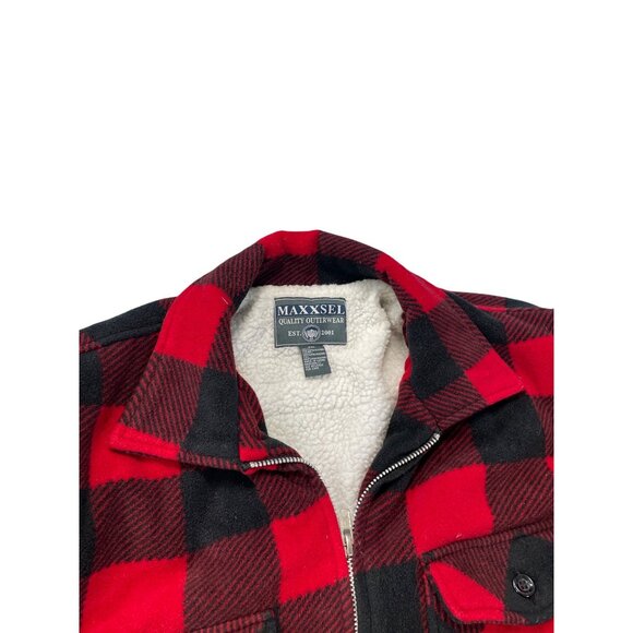 Maxxsell Mens Sherpa Lined Buffalo Plaid Red Black Winter Jacket Size XXL SKU 93 - Picture 11 of 15